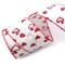 Valentines Fabric Ribbons, White Love Heart Edge Wired Burlap Ribbon for Valentine's Day Hanging Wrapping Party Gift Decoration Indoor Outdoor Tree Crafts Supplies (2.5 Inch * 10 Yards * 1 Roll)